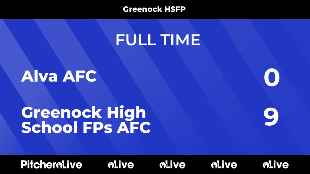 FULL TIME: Alva AFC 0 - 9 Greenock High School FPs AFC
#ALVGRE #Pitchero
pitchero.com/clubs/greenock…