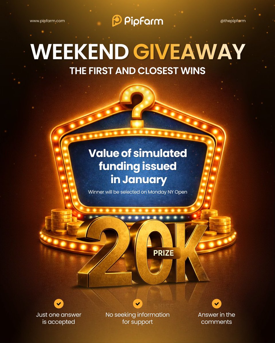 Weekend giveaway question. ❓🎁

Guess the value of simulated funded accounts issued in January 2026.

Only one answer in the comments 👇
Follow, like and repost 🤝❤️🔁

The first and closest guess wins a 20k challenge of their choice!
