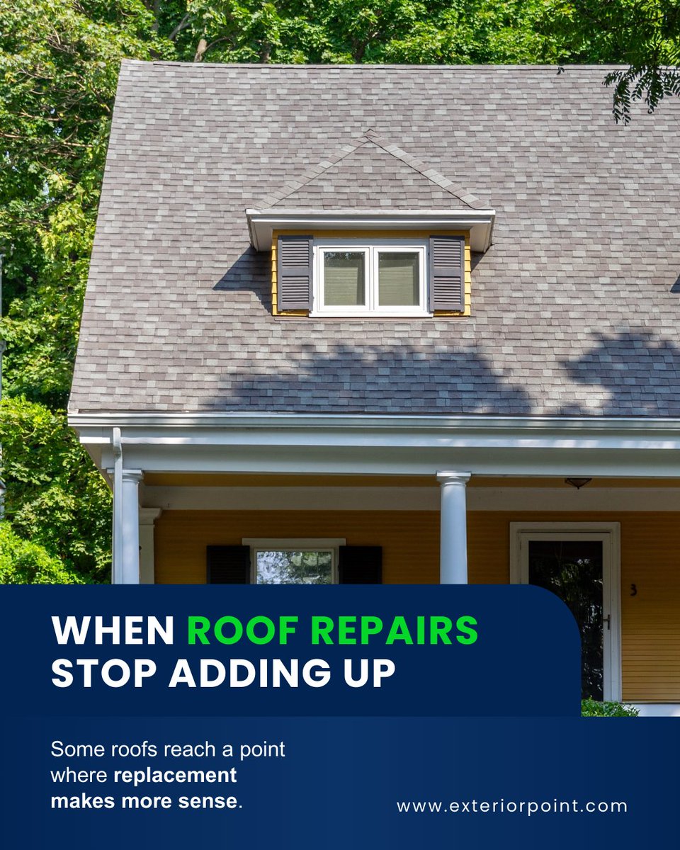 ExteriorPoint's tweet photo. Most roofs don’t fail all at once. They age. Repairs become frequent, shingles sit unevenly, and small issues add up. In Manalapan, weather exposure takes its toll. When fixes become routine, replacement becomes a practical way to restore reliability. https://t.co/nvgk5xWuR9
