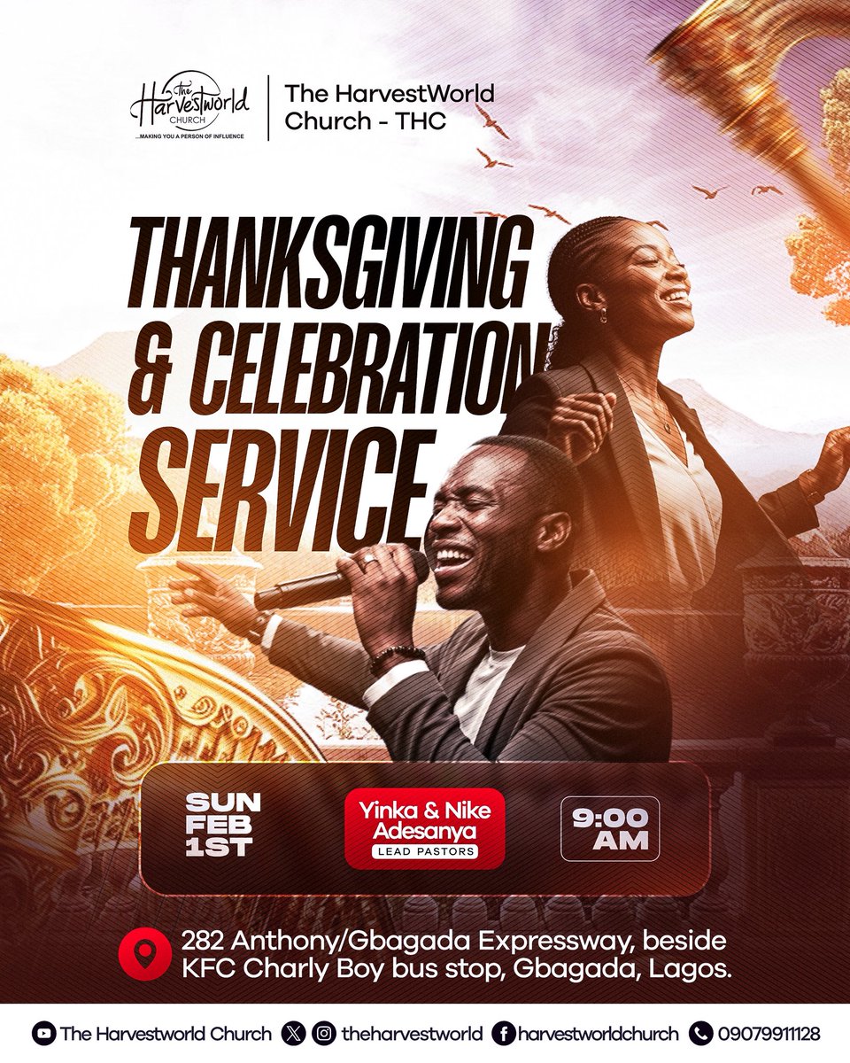 theharvestworld's tweet image. You don’t want to miss this!

Invite a friend, bring your family, and come celebrate with us @theharvestworld                                Because gratitude is louder when we lift it together     
#Thanksgiving  #HarvestWorldChurch #lagos #gbagada #UncommonMiracles