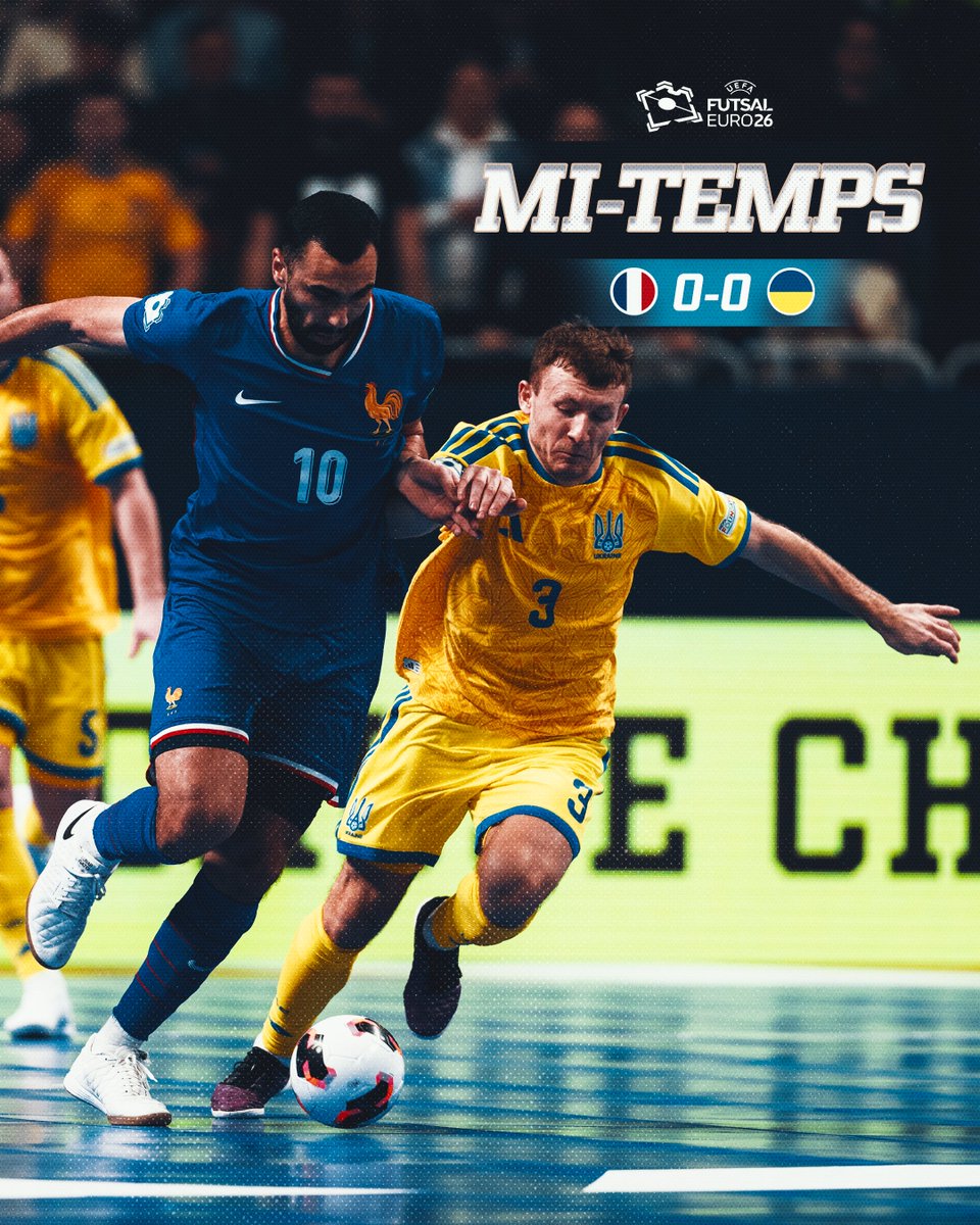 Première mi-temps très disputée entre la France et l'Ukraine dans ce quart de finale de l'Euro Futsal ! 

La différence se fera en 2e période, allez les Bleus 🙌