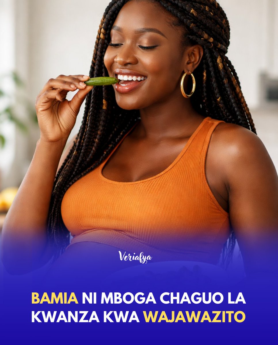 Veriafya's tweet photo. Bamia huwa na Foliki Asidi inayosaidia ukuaji mzuri wa Ubongo na uti wa mgongo wa Mtoto tumboni, na hupunguza hatari ya Mtoto kuzaliwa na Matatizo ya mfumo wa fahamu, hasa katika miezi ya mwanzo ya Ujauzito.

Pia bamia huwa na Nyuzi lishe nyingi zinazosaidia mmeng’enyo wa chakula na kuzuia Choo Kigumu, tatizo linalowasumbua Wajawazito wengi. Nyuzinyuzi hizi husaidia pia kudhibiti kiwango cha Sukari kwenye damu, jambo muhimu kwa afya ya mama.

Zaidi ya hayo, bamia imesheheni Vitamini na Madini kama vitamini C, vitamini A, Magnesiamu na Potasiamu, vinavyoimarisha kinga ya mwili na kusaidia afya ya Mama kwa ujumla.