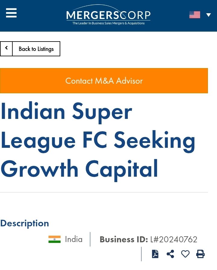 dnvtweets's tweet image. An ISL club has been listed on Mergerscorp.com (a 3rd party business directory site) for investment expansion. Wonder which club.