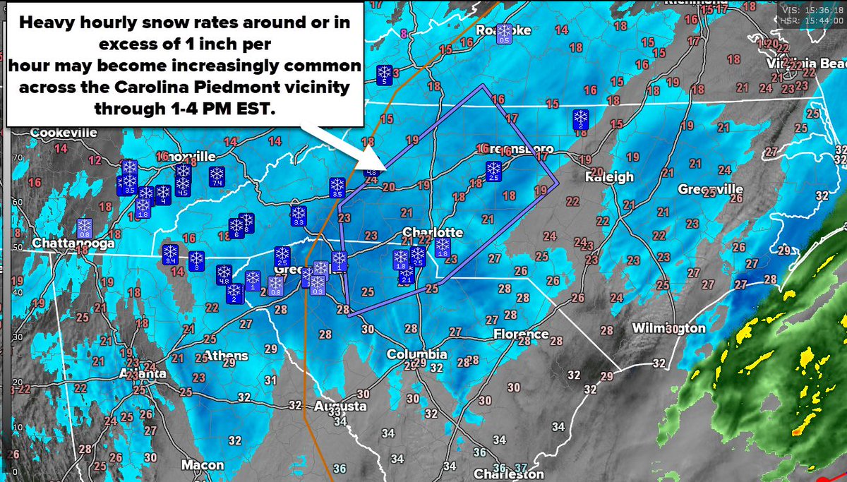 wxbrad's tweet photo. 11am 1/30/2026: It's about to get really heavy around #Charlotte and the Metrolina area. Please stay off the roads! #snOMG #cltwx #ncwx #scwx #wcnc https://t.co/qjkTIYXZ2U