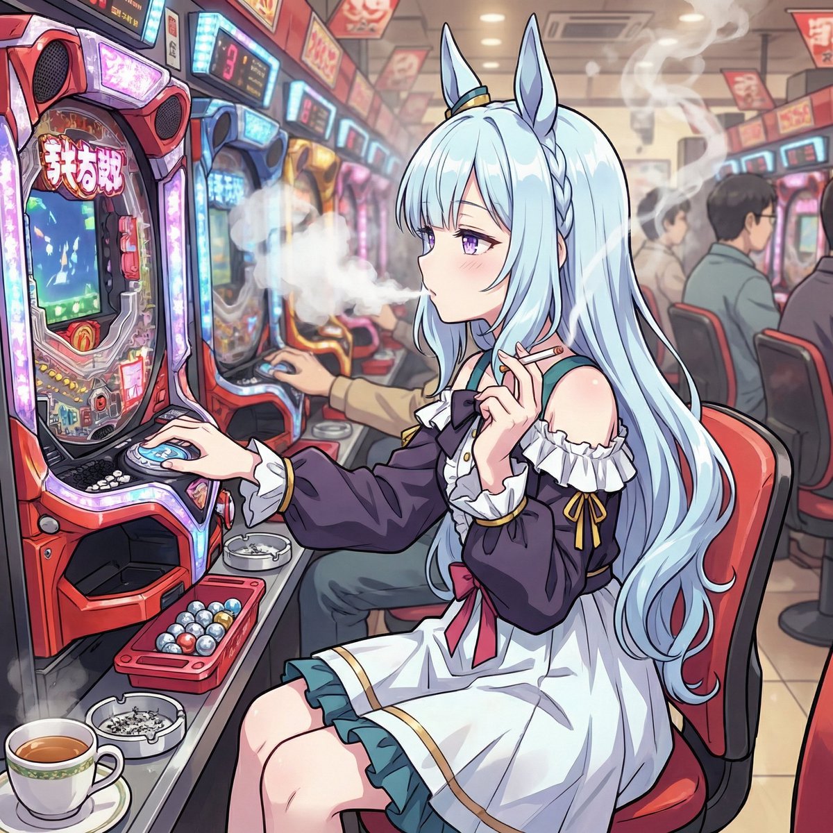 メジロアルダン2X歳、庶民の遊びを体験する #AIart #ウマ娘