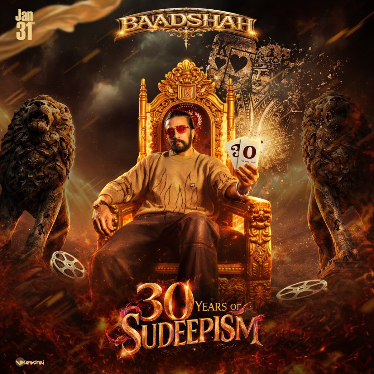 ಮೂರು ದಶಕಗಳ ಚಲನಚಿತ್ರ ಪಯಣ.
Congratulations to our Abhinaya Chakravarthy Baadshah <a href="/KicchaSudeep/">Kichcha Sudeepa</a> Sir on completing 30 glorious years in cinema. Your versatility, humility, and dedication continue to inspire generations. Wishing many more milestones ahead. Lots of love❤️