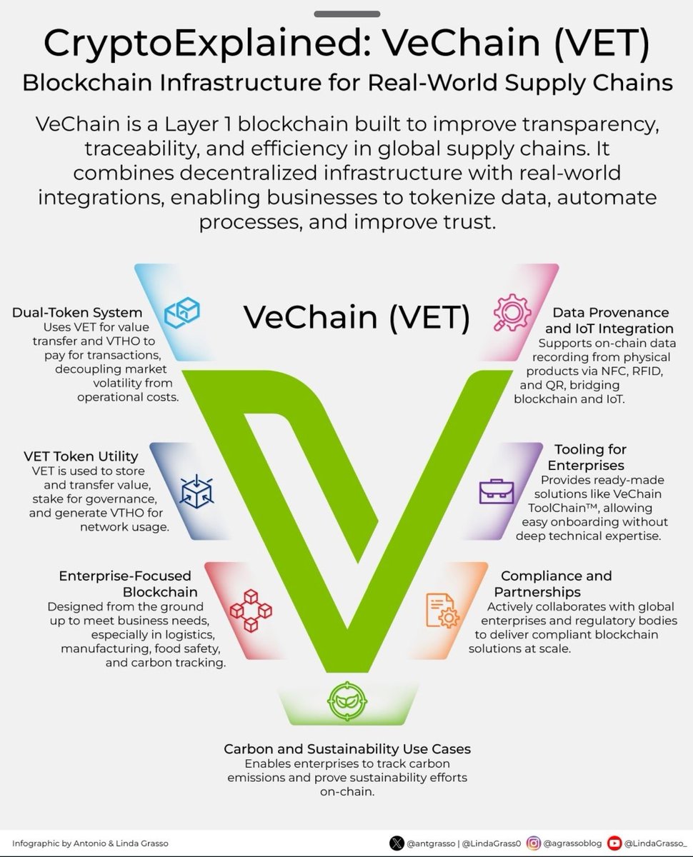 Crypto infrastructure is entering operational supply chains, and VeChain stands out for its focus on traceability and enterprise use. VET shows how blockchain can support trusted processes, automation, and

sustainability.

#CryptoExplained
##
#𝕍eChain #𝕍eBetterDAO #B3TR