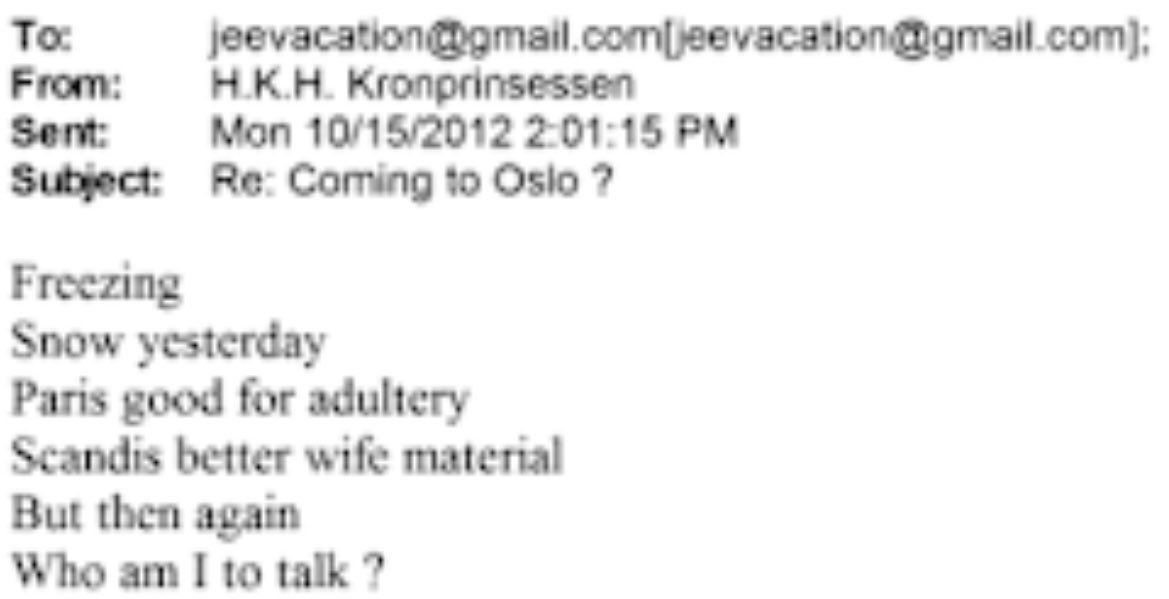 Meldingan Mette Marit sendt te Epstein e dem verste vi har lest siden John Arne Riise sendt samme melding til alle damer i hele Norge