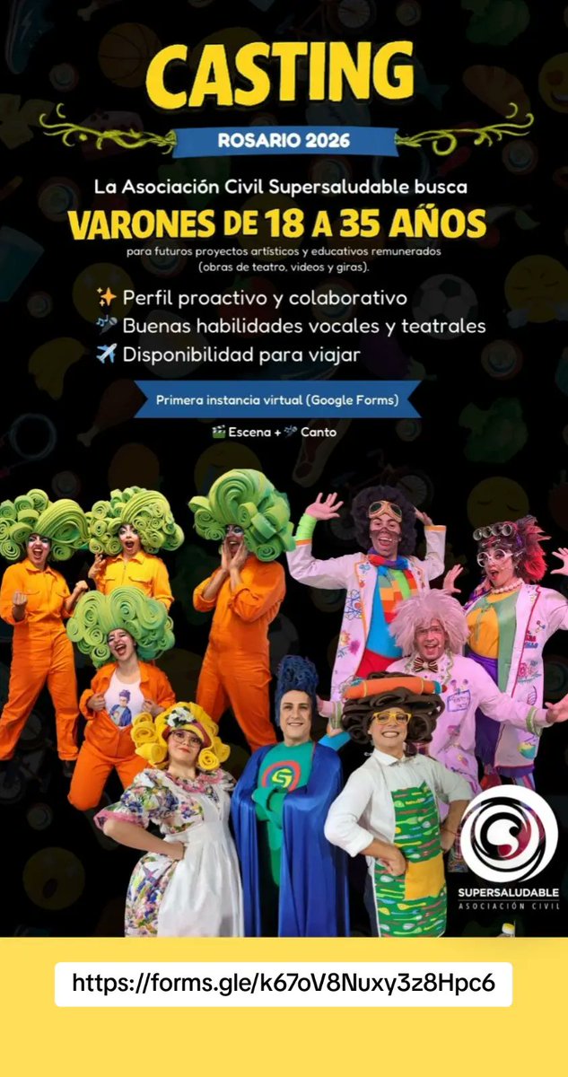 ATENCIÓN ⚠️ CASTING 🎭 ROSARIO 

forms.gle/k67oV8Nuxy3z8H…