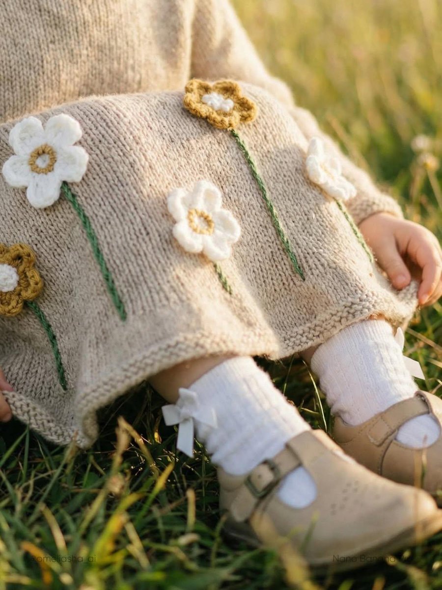 ChillaiKalan__'s tweet photo. Nano Banana Pro on @artingai 

Try it → https://t.co/sB0PI08bCV

Prompt:
A joyful toddler girl running through a sunlit meadow filled with tall grass and wildflowers, candid natural moment. She has curly light brown hair flowing freely, a bright happy smile, and rosy cheeks. She’s wearing a beige knitted long-sleeve dress with small embroidered flowers near the hem, white socks, and light brown leather shoes. Shot at eye level, shallow depth of field, soft golden hour lighting, warm natural tones, creamy background bokeh. Ultra-realistic, lifestyle photography, 50mm lens, f/1.8, high detail, natural skin texture, cinematic softness.

Negative prompt:
Blurry, extra fingers, distorted face, overprocessed, harsh lighting, artificial colors, plastic skin, cartoon, anime, low quality, watermark, text.