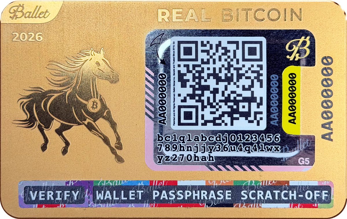 ⭐️⭐️⭐️⭐️⭐️ 5-star review from todd michaud: 

"Year of the horse: I own one of all gold cards and a silver card and I bought a box of 50 to give away a real Bitcoin also I have dozen first day issue." 

Get a 24k gold-plated Real Bitcoin Ballet Wallet to commemorate the Year of