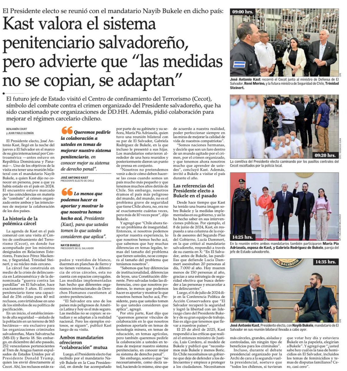 Valorar el modelo salvadoreño no es copiar y pegar, es entender que sin control del delito no hay país que avance. Kast habla de adaptar a la realidad chilena, no de slogans. ¿Crees que esto se resuelve con mano dura o puro discurso ideológico? #RomeroSiempreFirme