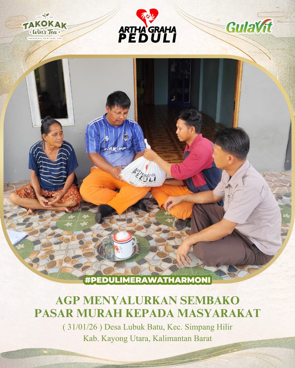 m456un_IT's tweet photo. Bukan sekadar kegiatan sesaat, Pasar Murah AGP merupakan komitmen berkelanjutan Artha Graha Peduli dalam mendukung ketahanan pangan dan kesejahteraan masyarakat.
#PasarMurahAGP2026 #PeduliMerawatHarmoni #arthagrahapeduli #sembakomurah #StabilitasPangan #AGP_Ciptausahasejati https://t.co/Q54cOlmEta