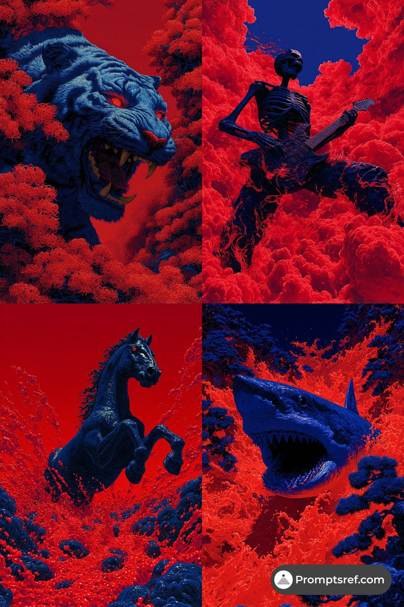 Red-blue style collage