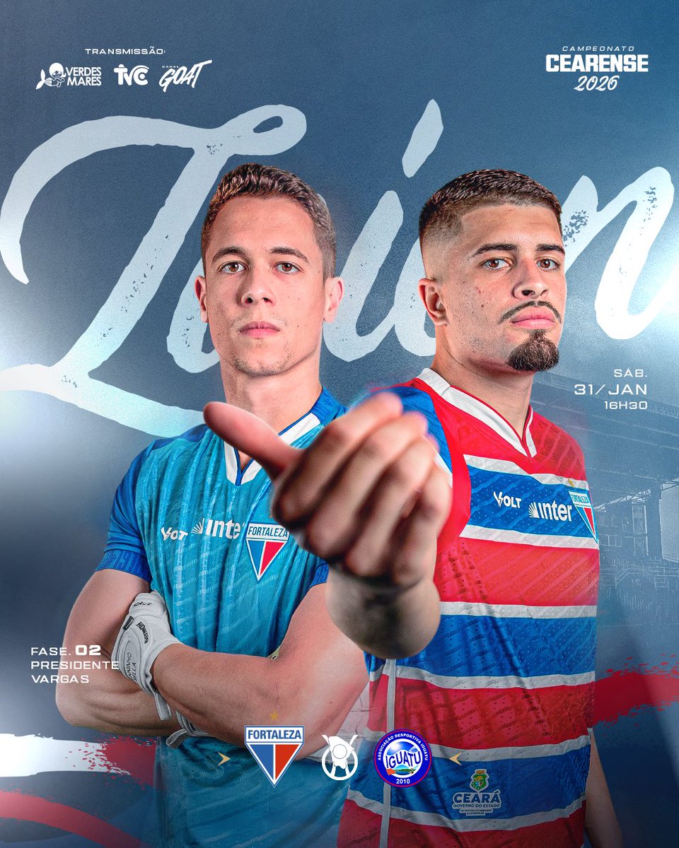 FortalezaEC's tweet image. É DIA DE CEARENSE! É DIA DE LEÃO! 🦁

Às 16h30, a bola vai rolar para Fortaleza vs Iguatu, no Estádio Presidente Vargas, pelo Campeonato Cearense 2026.

VAMOS PRA CIMA! 👊

#FortalezaEC #Cearense2026