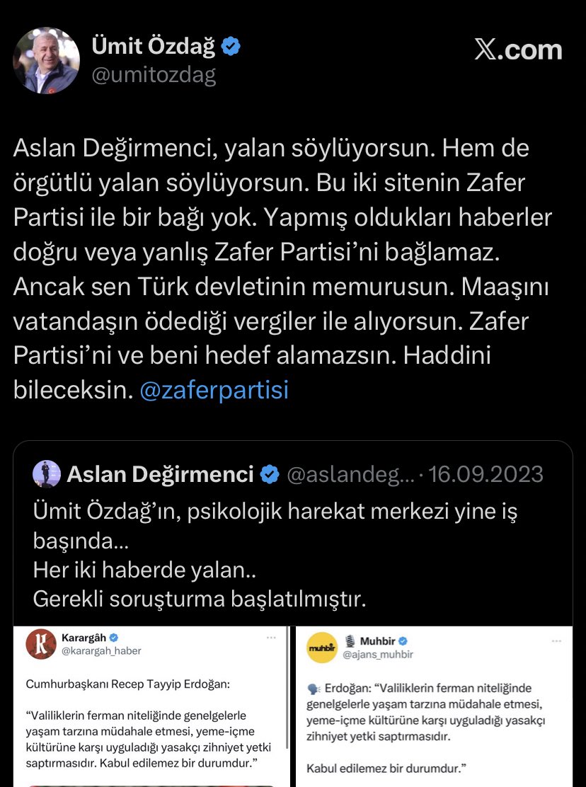 Zafer partisi genel başkanı <a href="/umitozdag/">Ümit Özdağ</a> ‘ın eski paylaşımı tekrar gündem oldu.