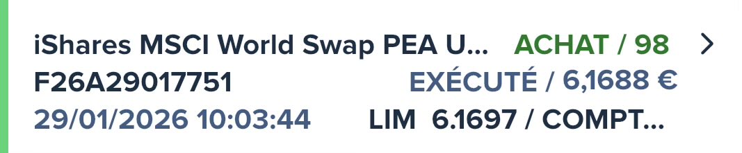 FinancesSimples's tweet image. ✅ Mission accomplie : +600 € sur le WPEA (iShares).

Pourquoi je privilégie cet ETF (BlackRock) plutôt que le classique CW8 (Amundi) ?

1️⃣ Le prix de la part : À ~6 €, c'est beaucoup plus flexible que le CW8 à 500 €+. Je peux investir mon épargne à l'euro près, sans laisser…