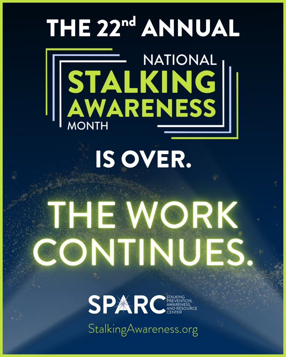 Thank you for raising awareness around stalking this month – and we look forward to continuing the conversation during the rest of the year! #NSAM2026 
stalkingawareness.org