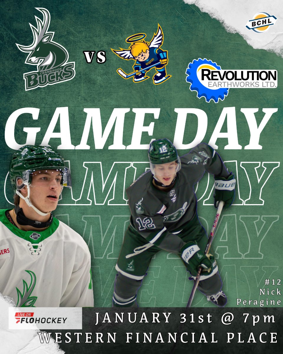 CranbrookBucks's tweet image. 🚨GAMEDAY TONIGHT!🚨

Puck drop at 7pm today as the Bucks rematch the Saints once more after a 3-0 win last night!

Thank you to Revolution Earthworks Ltd. for sponsoring todays game and the intermission golf game!

See you at Western Financial Place!🦌

#FearTheDeer #gobucksgo