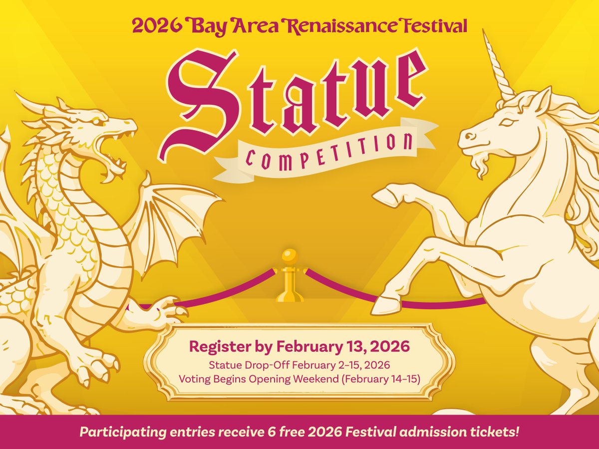 Calling all Artisans! Join our Statue Competition, Feb. 14–15! Register by Feb. 13 &amp; drop off statues between Feb. 2–13. Guests vote for the winners! Each competitor gets 6 free festival tickets. 

Register: bayarearenfest.com/contests

#BayAreaRenaissance #RenaissanceFestival
