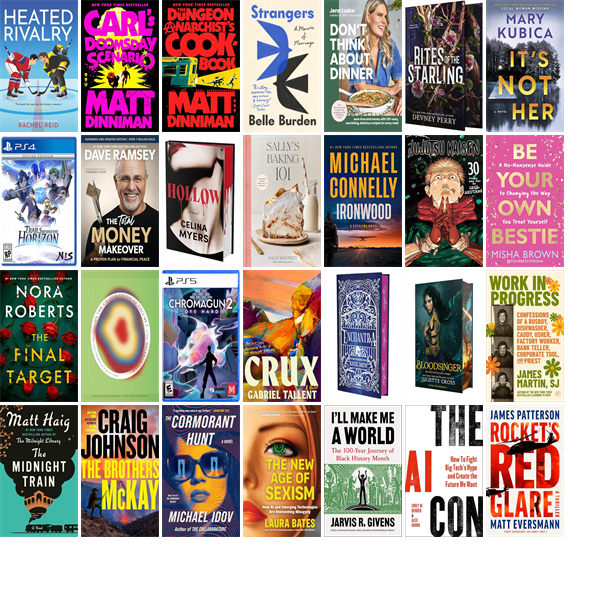 This week the Salina Public Library has 77 new books.  New items include Heated Rivalry. wowbrary.org/nu.aspx?p=5578…