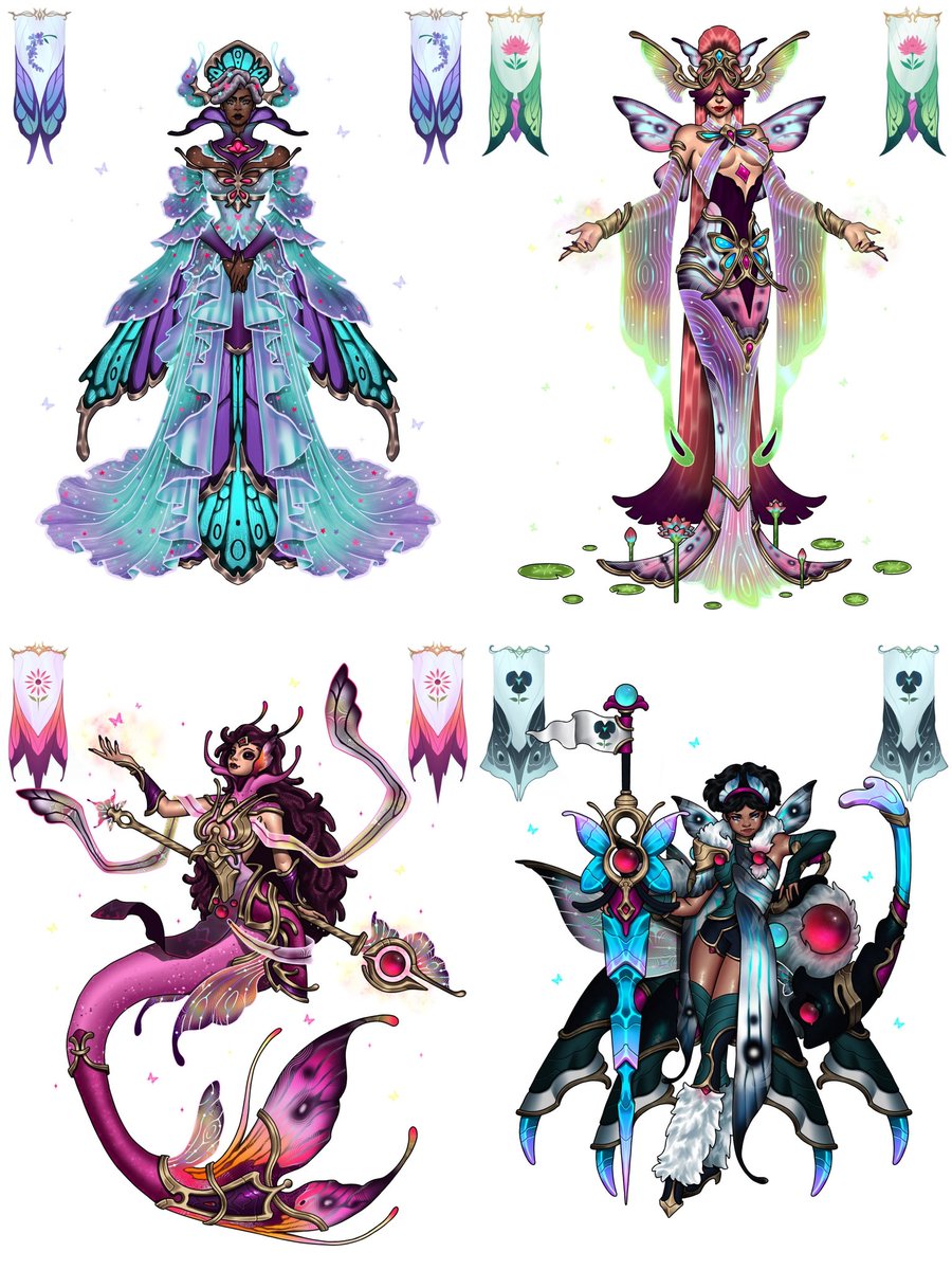 IDOJUANDER's tweet image. ⚜️ The Faerie Queens ⚜️
• Mel ( Spring 💜 )
• Lissandra ( Summer 💚 )
• Nami ( Fall 🧡 )
• Rell ( Winter 🩵 )