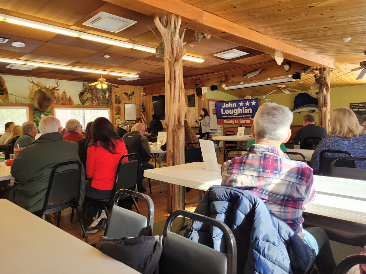At the Tiverton Rod &amp; Gun club with John Loughlin and Republican minority leader Jessica de la Cruz. Nice group of local Republicans.