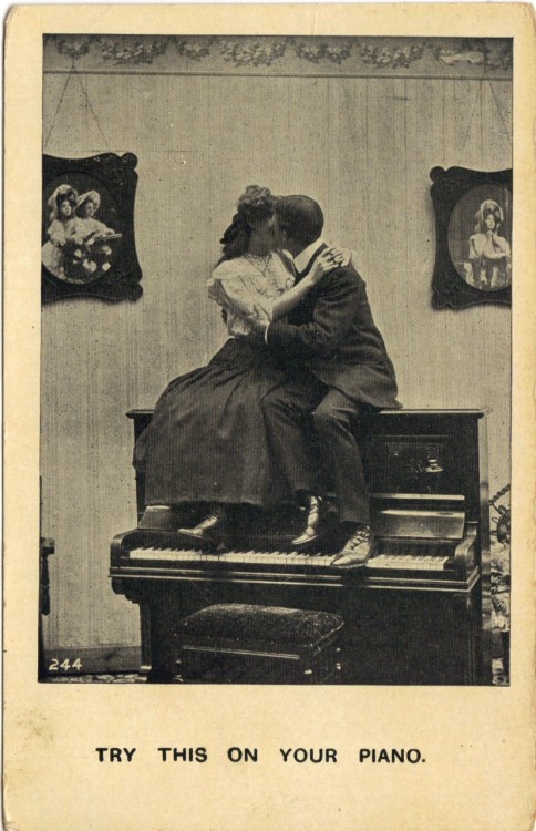 archaeologyart's tweet image. "Try this on your piano." - Postcard.