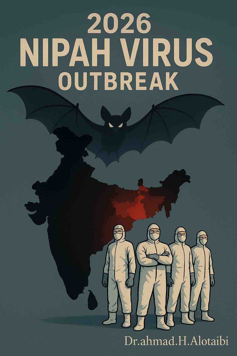 pathologist2003's tweet image. البيان عن فيروس نيباه في الهند يوضح ان وزارة الصحة في الهند اعلنت في السابع والعشرين من يناير عام الفين وستة وعشرين ان مئة وستة وتسعين شخصا كانوا على اتصال بحالتين مؤكدتين في ولاية غرب البنغال قد جاءت نتائجهم سلبية. 

هذه هي المرة التاسعة التي تسجل فيها الهند تفشيا لفيروس نيباه
