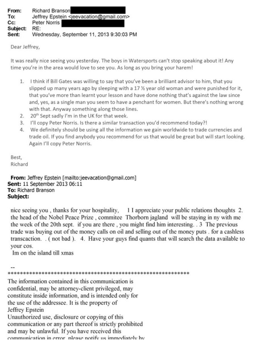 Wow.

If legitimate, this email correspondence seems to show billionaire Richard Branson advising a convicted paedophile how to make a PR comeback... after raping a child.

What. The. Fuck?!