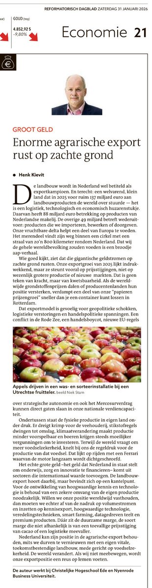 “Terwijl de wereld vraagt om meer voedselzekerheid, knelt bij ons de regeldruk voor de productie van dat voedsel. Dat lijkt op rijden met een Ferrari waarvan de motor langzaam wordt dichtgeschroefd.”

Lees via <a href="/refdag/">RD.nl</a> 👇🏻