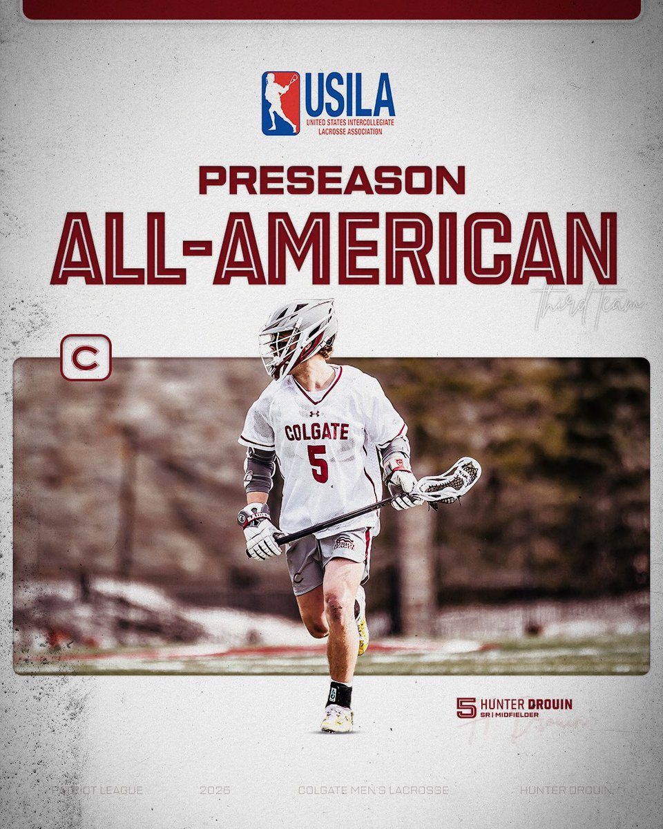 ColgateMLax's tweet photo. What can’t he do?!?

Drouin selected to the USILA Preseason All-American Third Team.

#GoGate | #GGG https://t.co/Qk6ODyvqnn