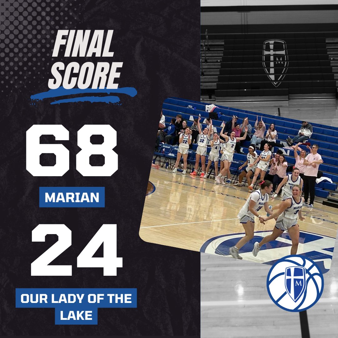FINAL 🏀 | Senior Night

Marian Knights close the season 11–10 with a dominant 68–24 win over Our Lady of the Lake.

Seniors set the tone: Liz Gill 15 pts, 5 reb | Theresa Reynolds 8 pts, 2 reb | Lucy Weston 7 pts, 4 reb.

Kariya Byer 19 pts, 7 reb | Elle Boser 11 pts, 8 reb