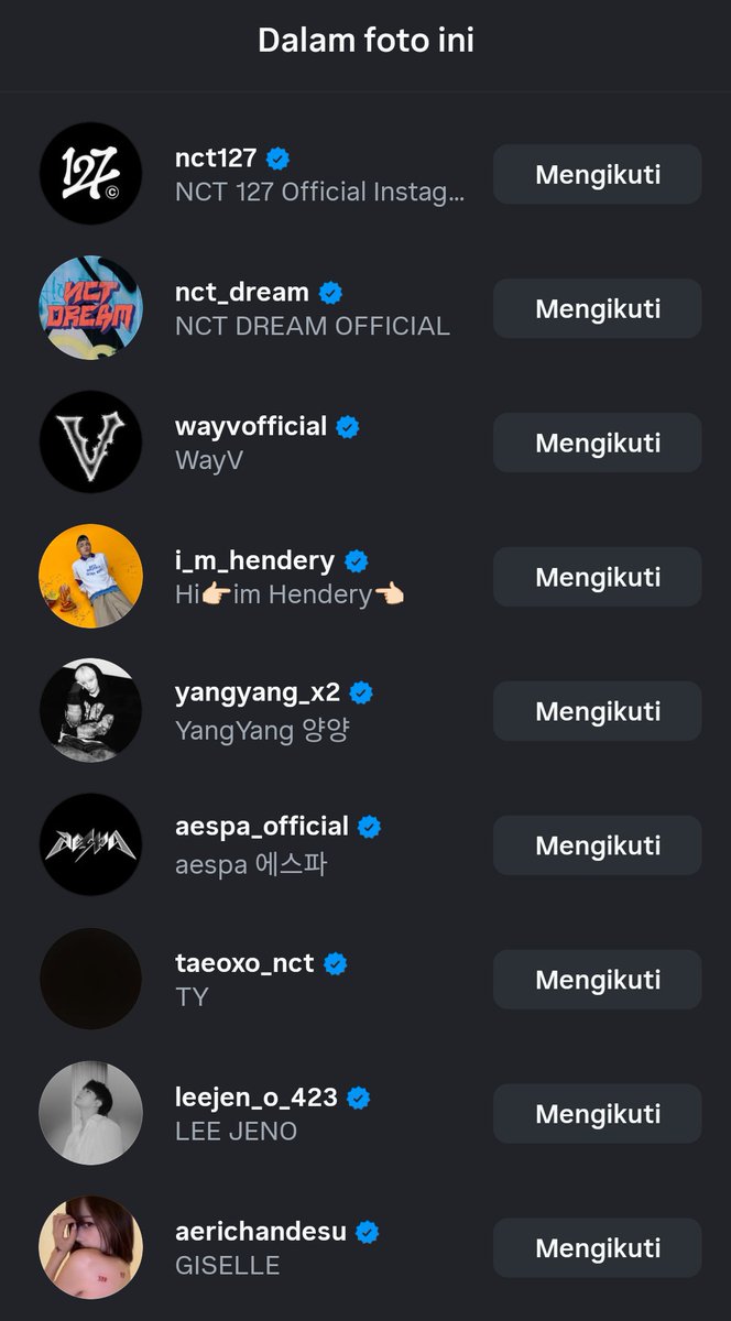 NCT Official Instagram update with #GISELLE and also tagged her Instagram account.