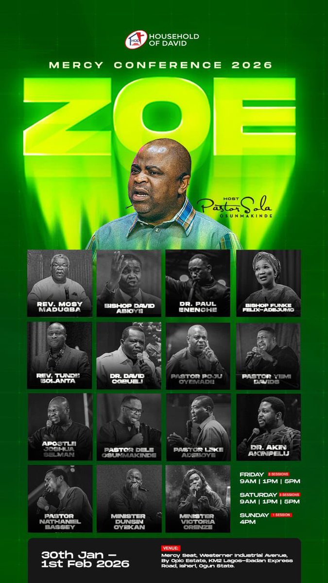 DonHenzzy_'s tweet photo. It is Mercy Conference 2026 O’Clock
its time to shift your spiritual walk forever! 🙌✨
Nathaniel Bassey and your favourite ministers will be there LIVE
Be thereee
#MercyConference https://t.co/1SmjNl0X4I
