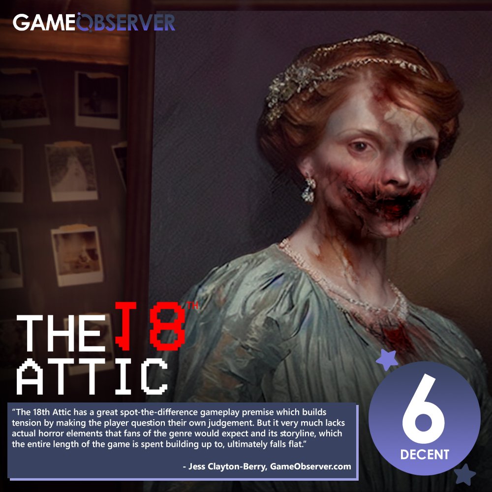 GameObserverCom's tweet image. Jess recommends psychological horror game, The 18th Attic, by Steelkrill Studio. 

Read our full review here: gameobserver.com/the-18th-attic…