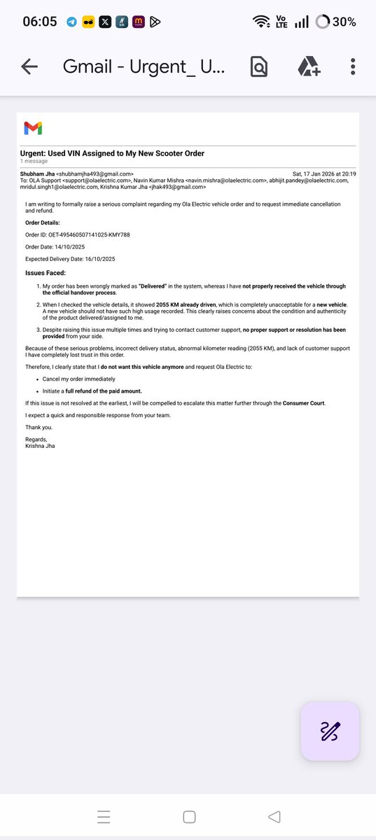 Let_us_boycott's tweet photo. @OlaElectric @bhash and inka koi backend team nhi h...no support team..4 months se bs auto reply krte h..and literally inka koi team nhi h...I repeat plz don't place any order... https://t.co/xvkwFp9k5U