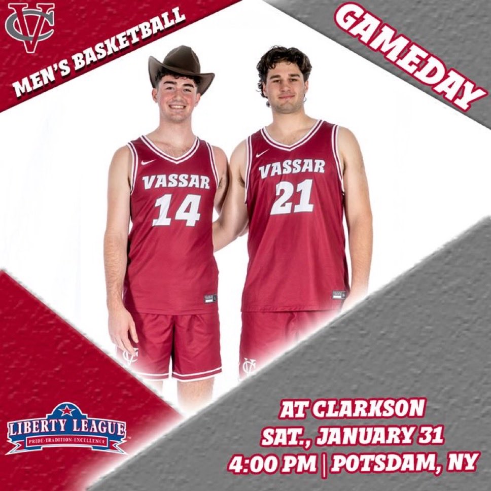 VassarMBB's tweet photo. It’s GAMEDAY!!! Excited to get back on the court today. #BrewerPride #D3Hoops #LibertyLeague #RoadTrip #BouncingBack

🆚Clarkson
⏰4:00 PM
📍Potsdam, NY
📺https://t.co/zwUoVONN6c…
📊https://t.co/u5rROQgTUb… https://t.co/207JudBEXC
