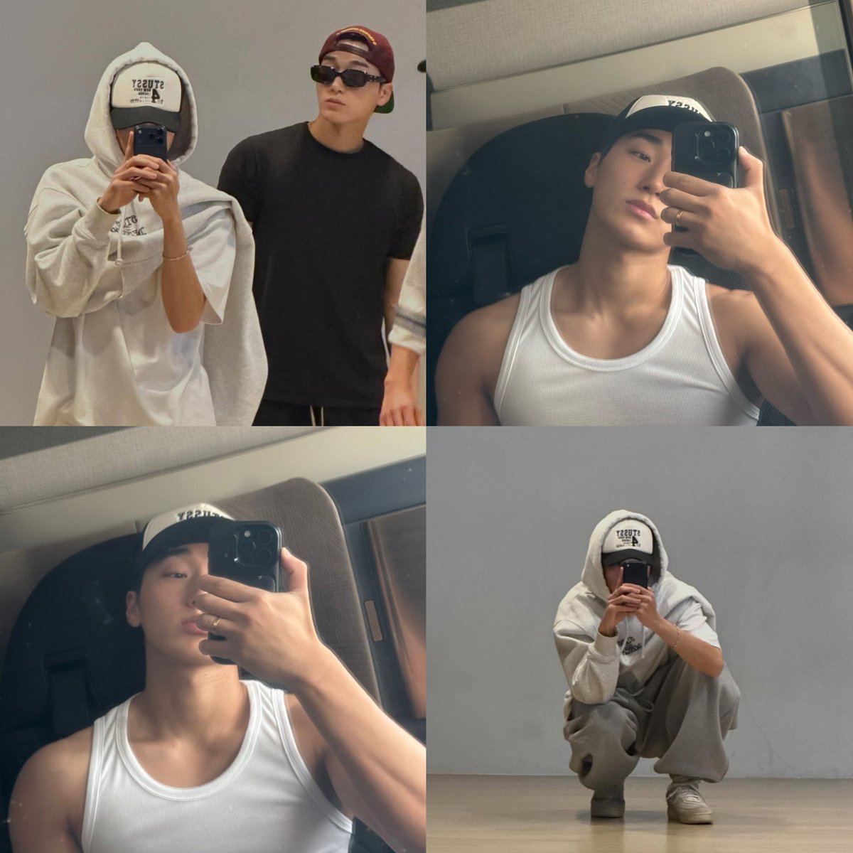 starshapedfluff's tweet image. woosan wearing their couple hat lately :3