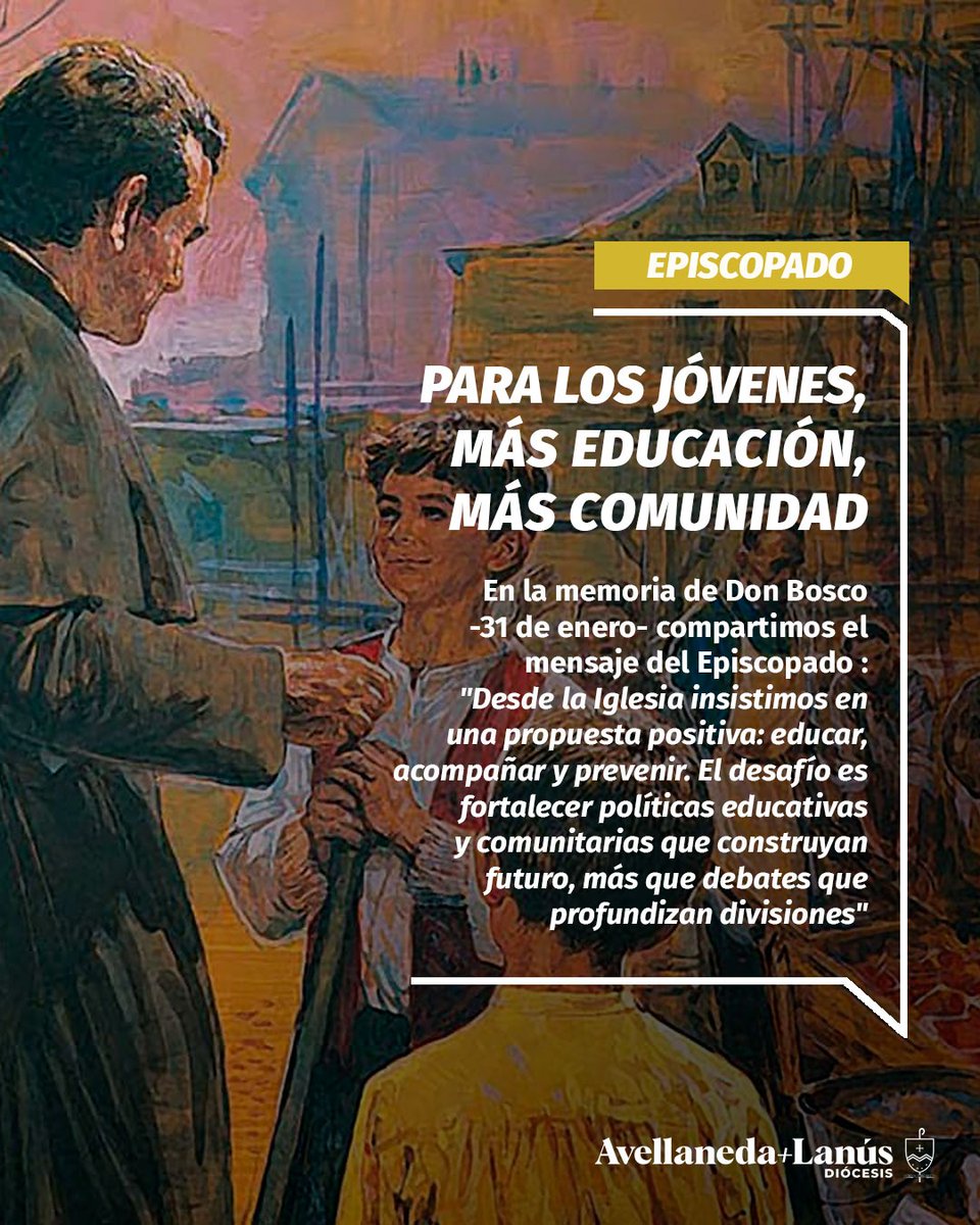 En el día de San Juan Bosco, la Conferencia Episcopal Argentina comparte un mensaje con el deseo de iluminar el debate sobre la baja de la edad de imputabilidad desde una mirada que priorice la educación, el acompañamiento y la construcción de comunidad: episcopado.org/ver/4789