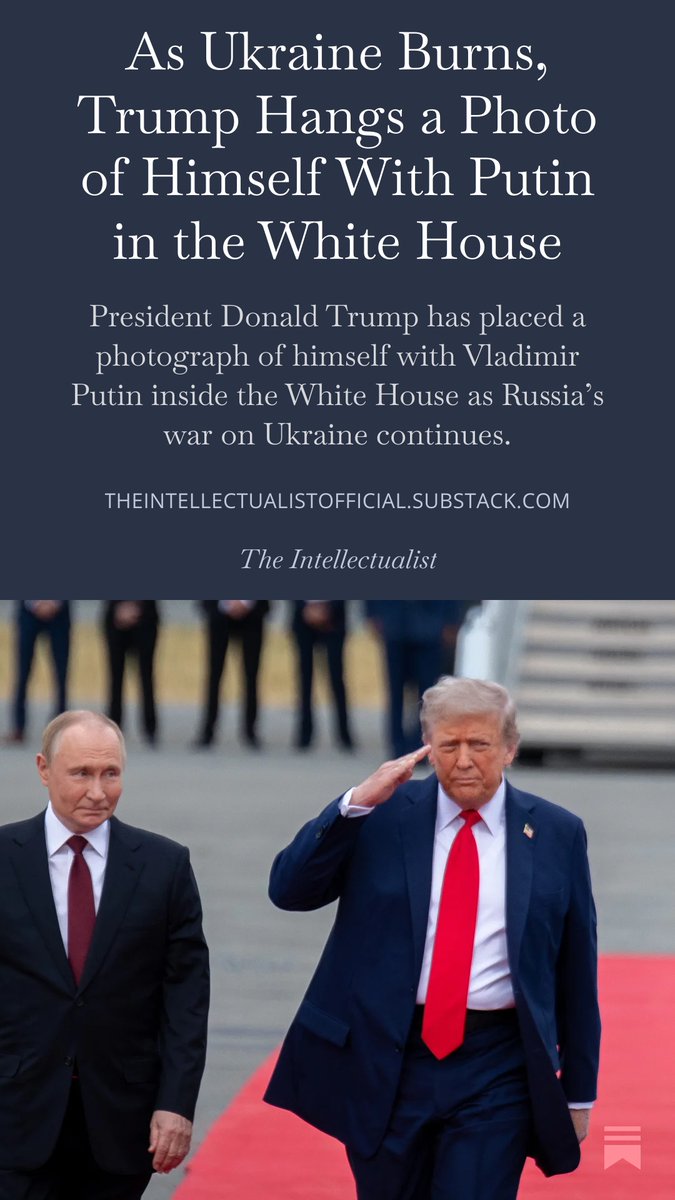 As Ukraine Burns, Trump Hangs a Photo of Himself With Putin in the White House

Inside a public passage of the White House, President Donald Trump has chosen to honor himself alongside Vladimir Putin while a war is still killing Ukrainians. As of January 31, 2026, Russian