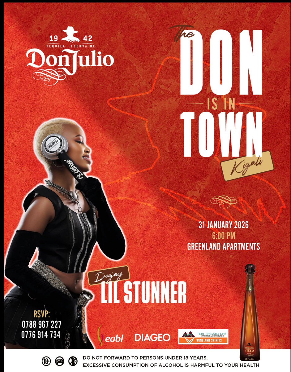 The official launch of Don Julio in Rwanda is happening tonight and I can’t wait to DJ at the launch. 💕 Kigali,Don Juliooo is in Townnnnnn