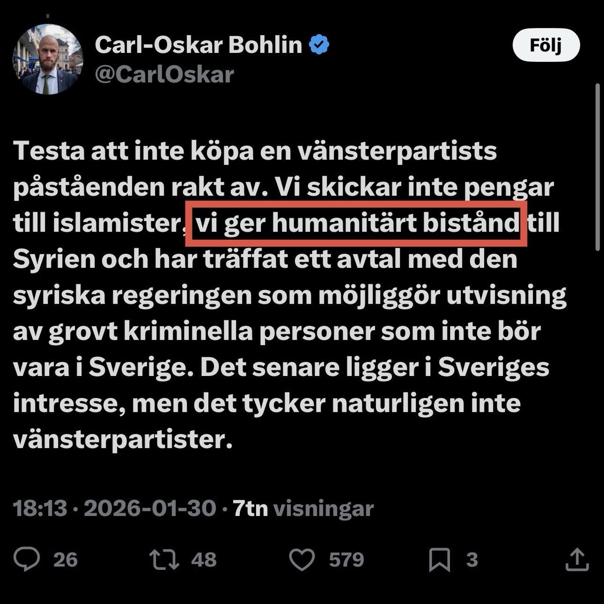 showanshattak's tweet photo. Här ljuger ministern Carl-Oskar Bolin (M) öppet till svenska befolkningen. 

Det är en tidsfråga innan Benjamin (M), Forsell (M) och Carl Boström (M) kommer få avgå. 

Att regeringen nu stöttar Al Qaida, det är ett direkt faktum. Se tråd. 

https://t.co/KBUHY6aMsp

(1/3) https://t.co/TuG2JNCISD