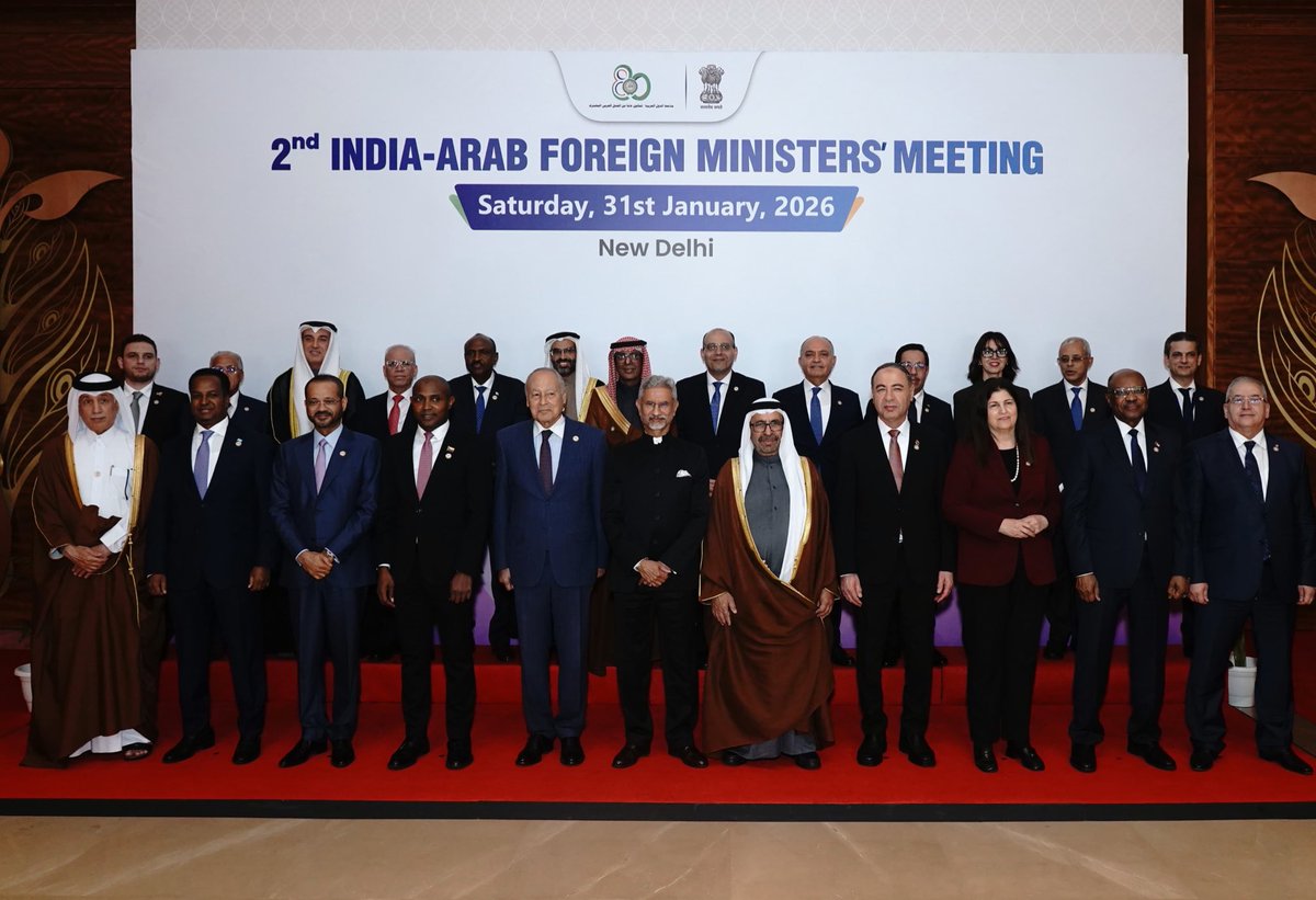 Pleased to co-chair the 2nd India - Arab Foreign Ministers' Meeting in New  Delhi. Underlined the importance India places on its ties with the Arab  world. Highlighted: ➡️ The significance of our