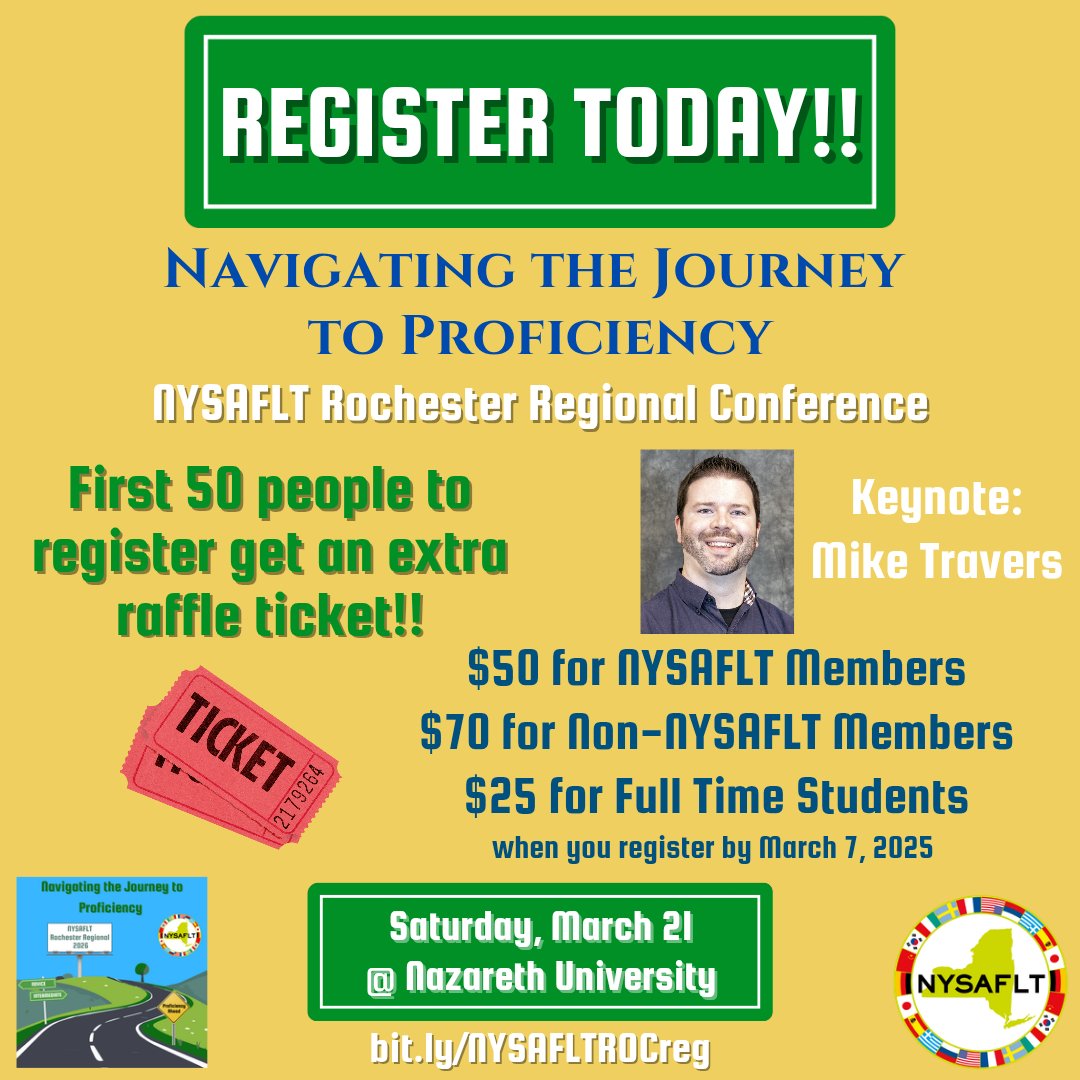 We are excited to have Mike Travers as our keynote! His keynote on building our "packing lists" to help implement proficiency-based teaching sounds amazing! He will also be doing a workshop! Early bird registration will end soon, register today! bit.ly/NYSAFLTROCreg <a href="/NYSAFLT/">NYSAFLT</a>