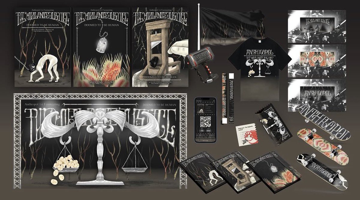 ANTHROPOL : The Vigilante Justice 🏟️ เป็นงานออกแบบคอนเสิร์ตให้กับวงเพื่อนเรา Anthropol วงที่มีคอนเสปเนื้อหาที่เน้นไปทางเสียดสีสังคมและความเป็นมนุษย์ เราเลยออกแบบคอนที่มีคอนเสปเป็นเหมือนกับศาลเตี้ย ที่จะพาคนฟังทุกคนมาตัดสินมนุษย์ด้วยกันเอง โดยที่ปราศจากความเป็นมนุษย์ในคอนนี้ 👹🙌🏽