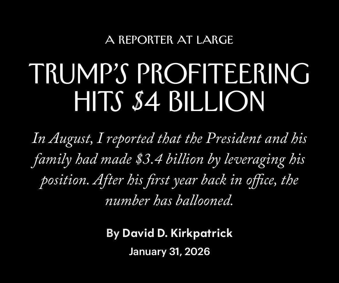 “.. for most Trump investors, the year has been brutal. But .. for the President and his family, the money-making shows no sign of slowing.”

<a href="/NewYorker/">The New Yorker</a> <a href="/ddk_nyc/">David D. Kirkpatrick</a> 
newyorker.com/news/a-reporte…