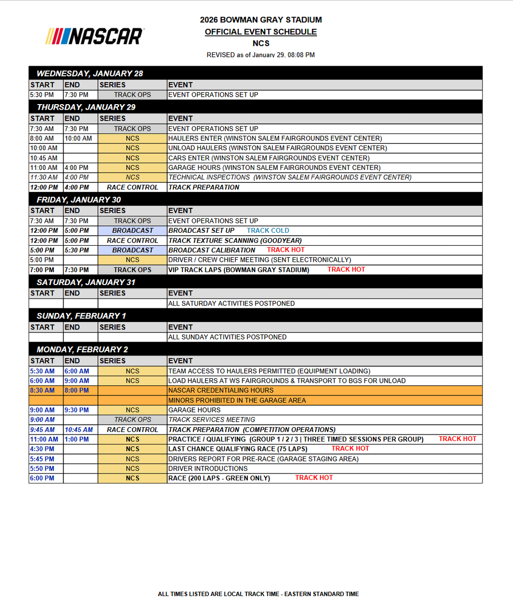 jayski's tweet image. Updated Clash schedule