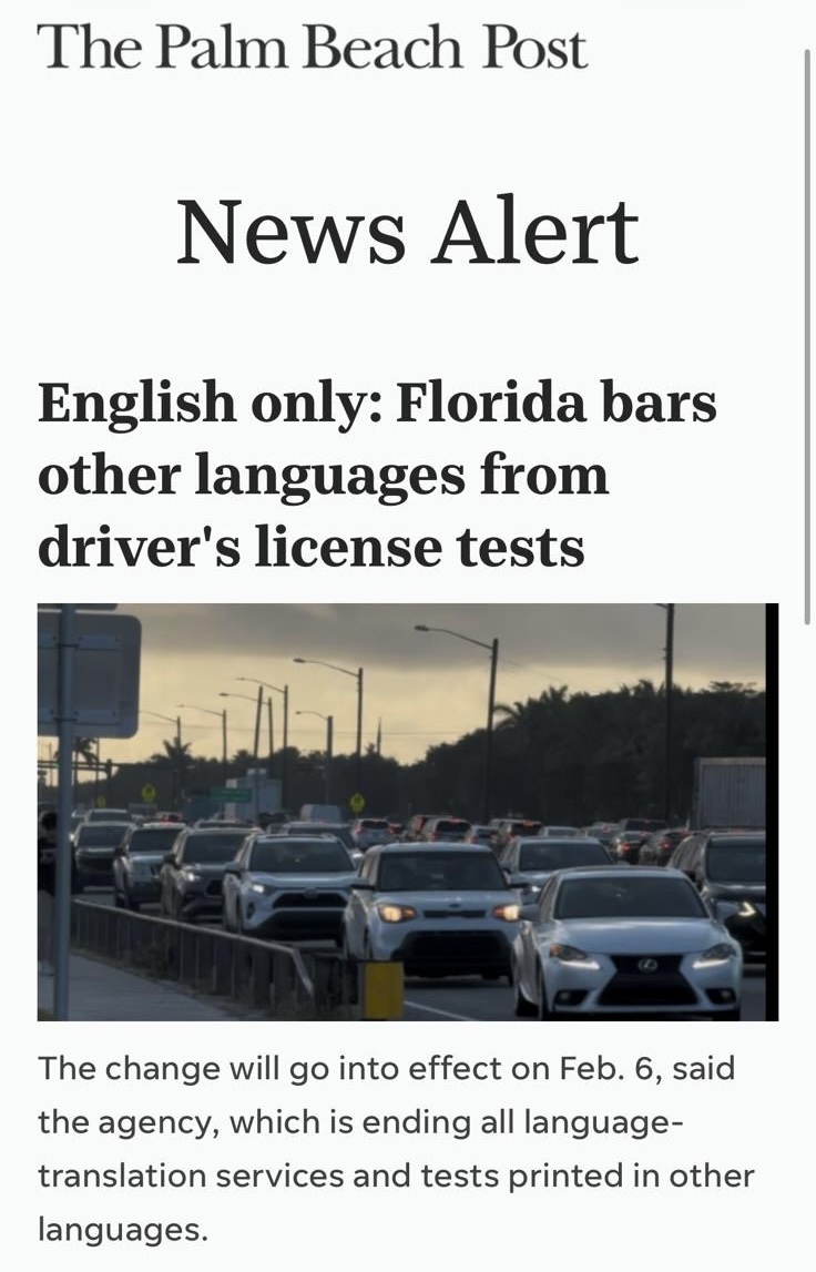 MRobertsQLD's tweet image. Looks like Florida are implementing what we want to do

English as the only language to be used in drivers license tests

Australia’s national language is english

One flag. One language. One identity. One Nation