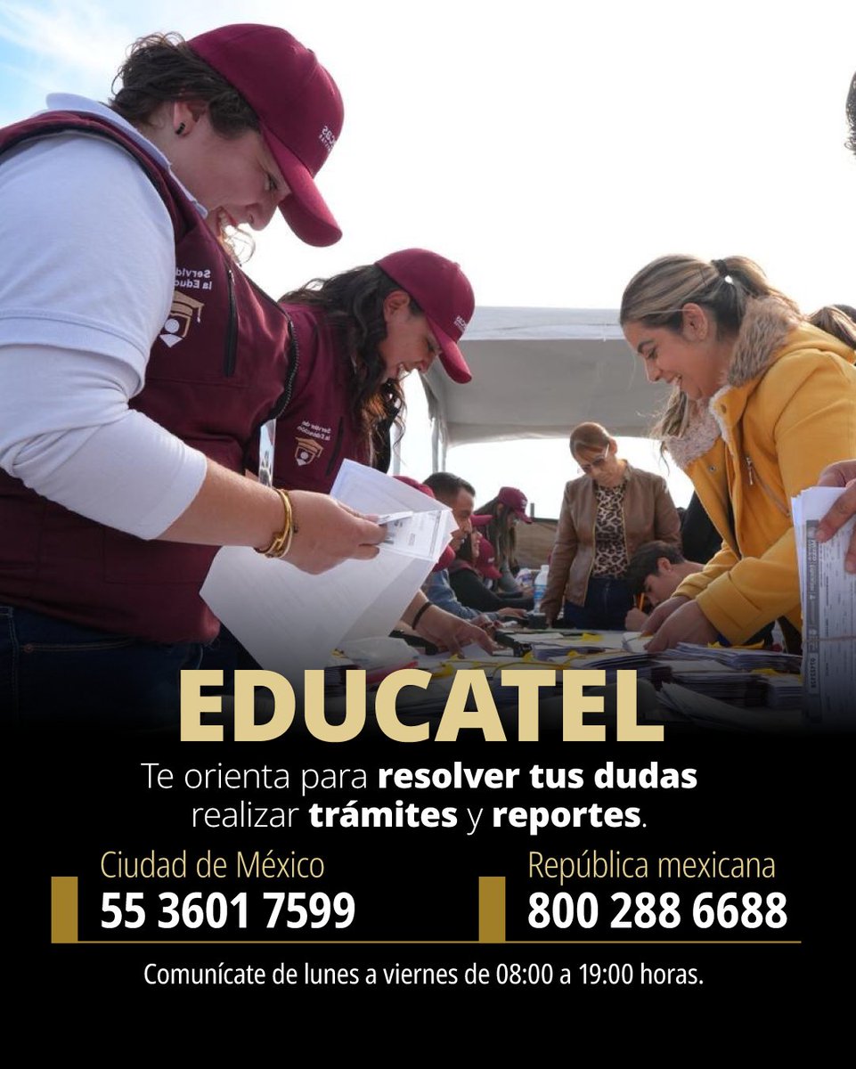 SEP_mx's tweet photo. ¿Tienes mil dudas sobre la escuela? 😵💫⁉️ Para becas, trámites, servicio social y más, marca a #Educatel y resuélvelo con una llamada. ↔️🤩
☎️ CDMX: 55 3601 7599
📞 República mexicana: 800 288 6688
Estamos para orientarte. 😉 https://t.co/P6LYjZ5HoW